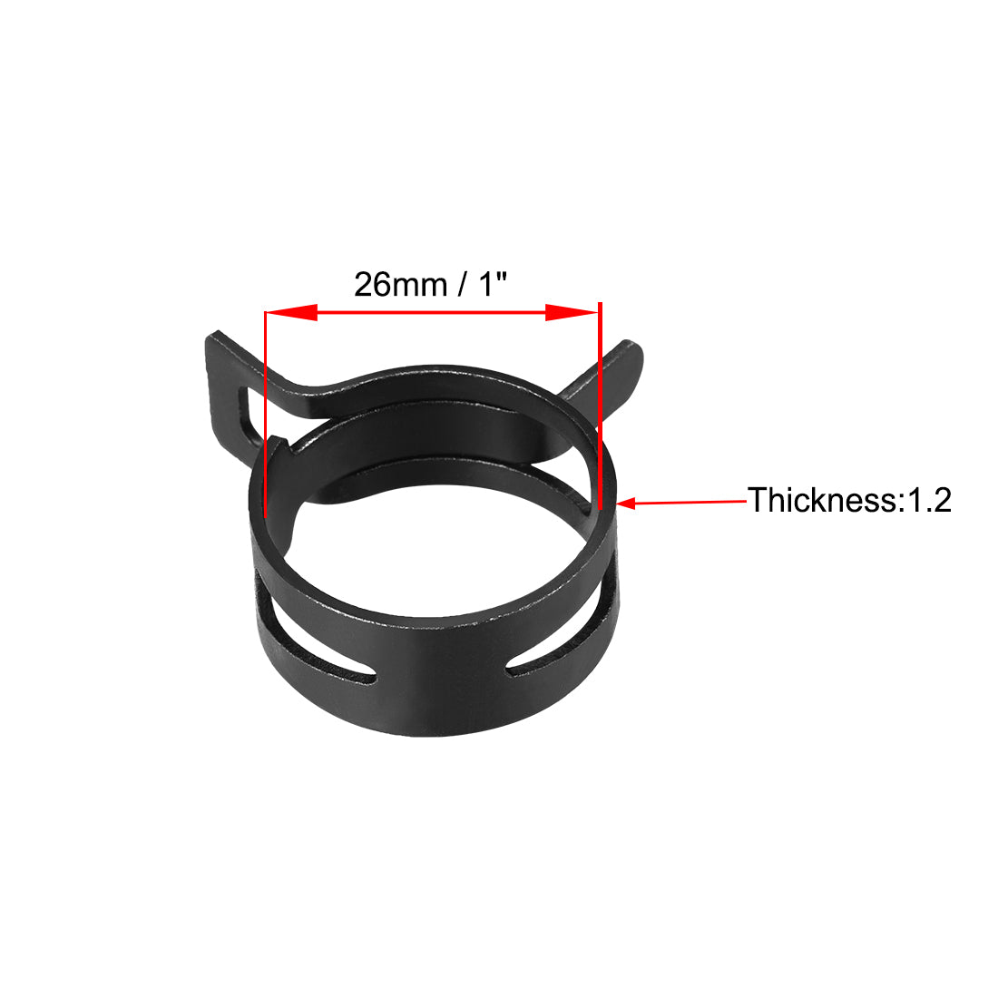 Harfington Steel Band Clamp 26mm for Fuel Line Silicone Hose Tube Spring Clips Clamp Black Manganese Steel 5Pcs