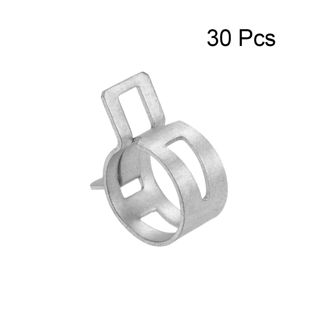 Harfington Steel Band Clamp 18mm for Fuel Line Silicone Hose Tube Spring Clips Clamp Silver Manganese Steel 30Pcs