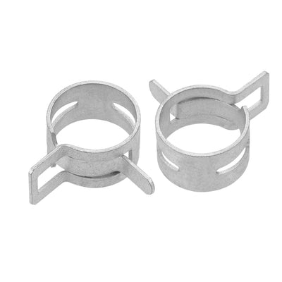 Harfington Steel Band Clamp 18mm for Fuel Line Silicone Hose Tube Spring Clips Clamp Silver Manganese Steel 30Pcs