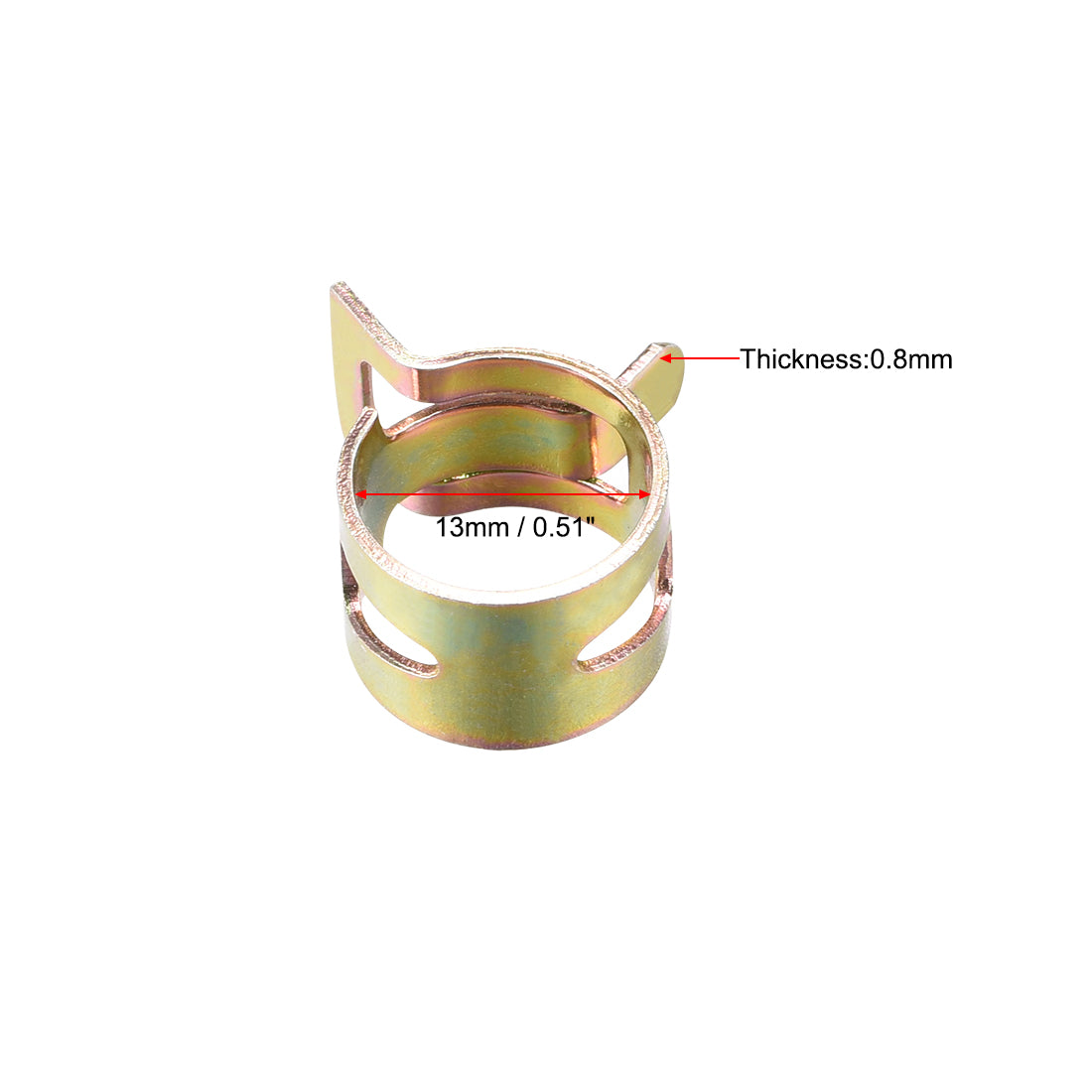 Harfington Steel Band Clamp 13mm for Fuel Line Silicone Hose Tube Spring Clips Clamp Color-zinc Manganese Steel 50Pcs