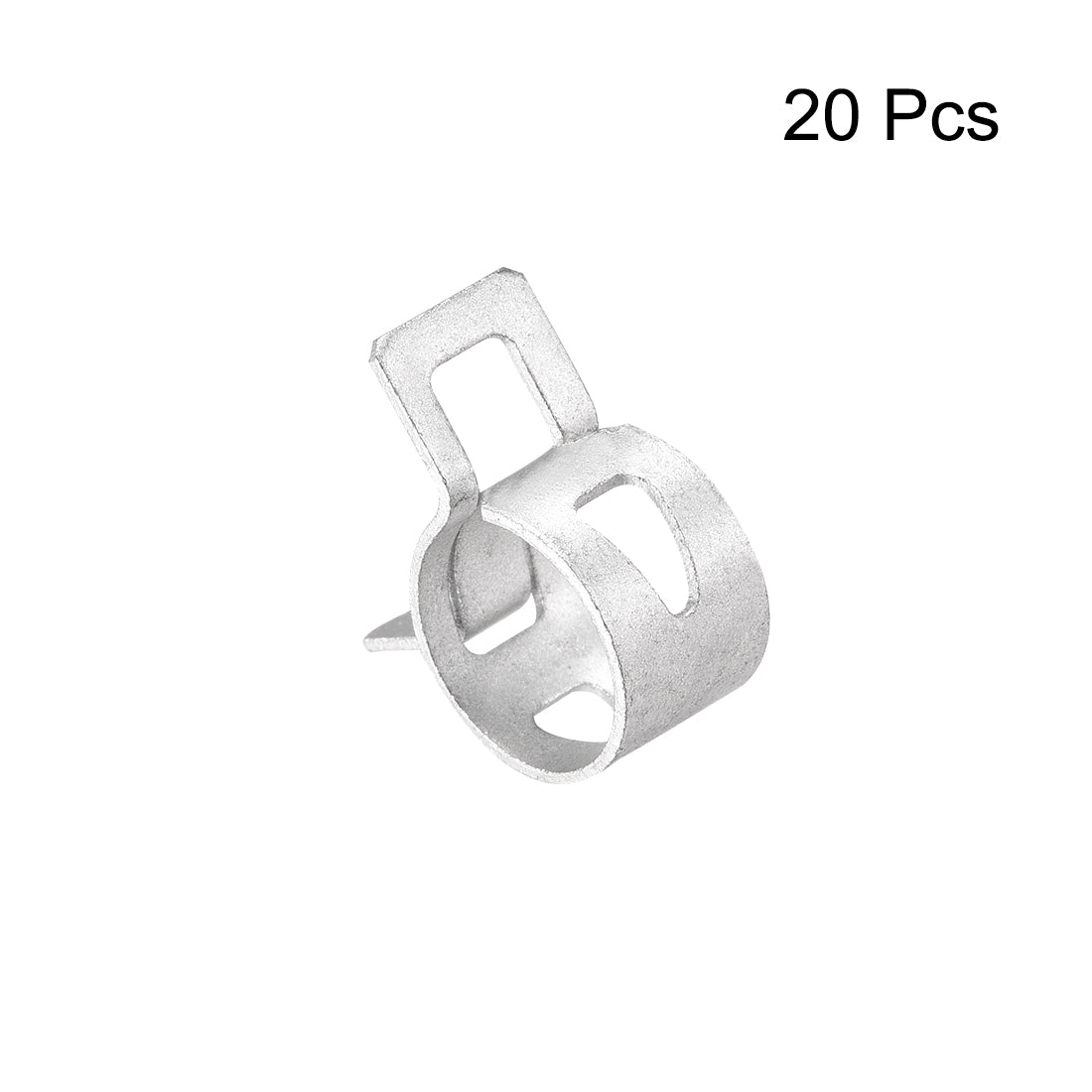 Harfington Steel Band Clamp 13mm for Fuel Line Silicone Hose Tube Spring Clips Clamp Silver Manganese Steel 20Pcs
