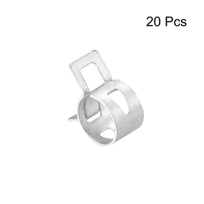 Harfington Steel Band Clamp 13mm for Fuel Line Silicone Hose Tube Spring Clips Clamp Silver Manganese Steel 20Pcs