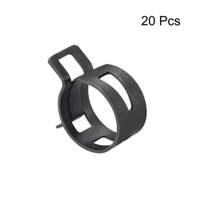 Harfington Steel Band Clamp 19mm for Fuel Line Silicone Hose Tube Spring Clips Clamp Black Manganese Steel 20Pcs