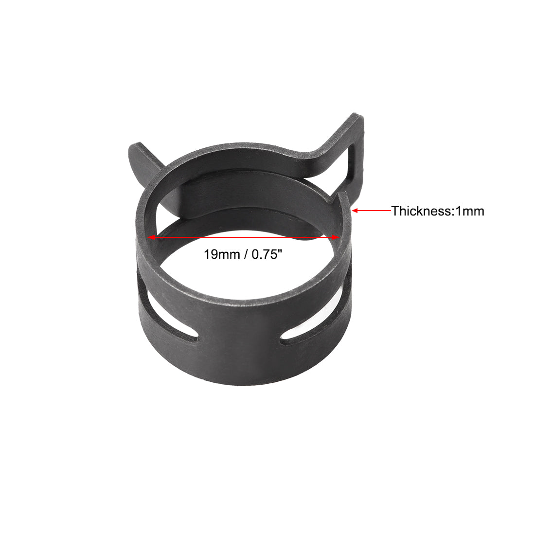 Harfington Steel Band Clamp 19mm for Fuel Line Silicone Hose Tube Spring Clips Clamp Black Manganese Steel 20Pcs