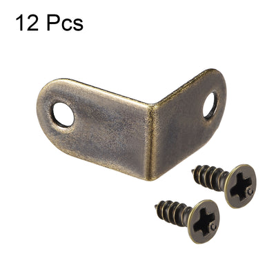 Harfington 15mmx9mm Retro Furniture Corner Protector Right Angle Bracket Guard Edge Cover Bronze Tone 12Pcs