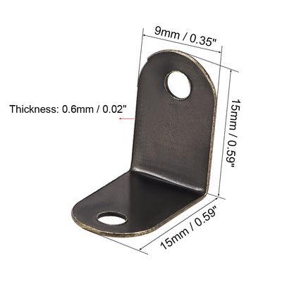 Harfington 15mmx9mm Retro Furniture Corner Protector Right Angle Bracket Guard Edge Cover Bronze Tone 12Pcs