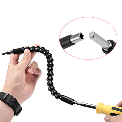 Harfington Flexible Extension Screwdriver Bit Holder, Magnetic Hex Shaft Screw Drill Connection Tip ,11.8 inch Flex Shaft,1/4''-Hexagon Drill Black