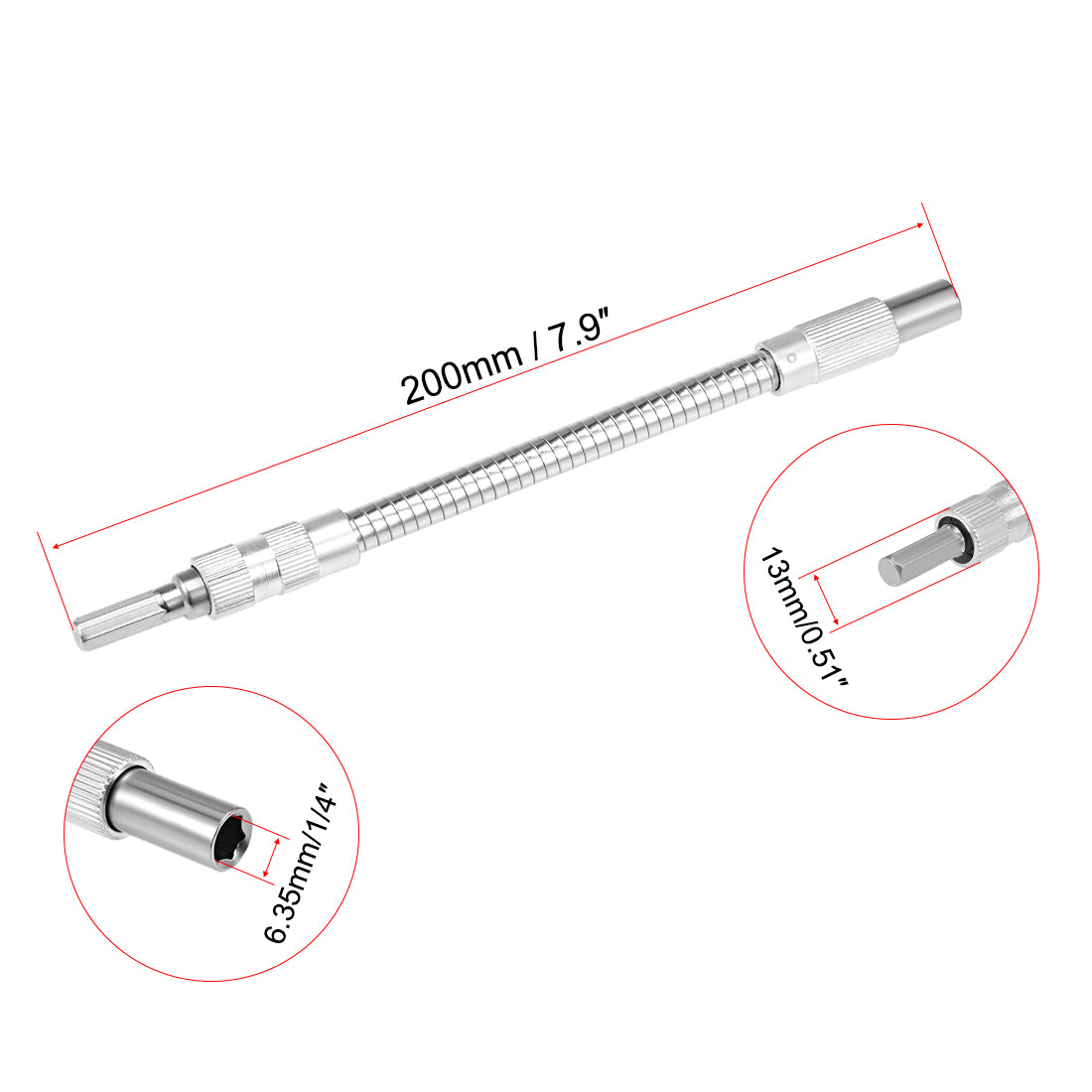 Harfington Flexible Extension Screwdriver Bit Holder, Magnetic Extention Hex Shaft Screw Drill Connection Tip ,7.9-inch Flex Shaft,1/4''-Hexagon Drill