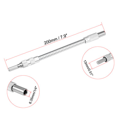 Harfington Flexible Extension Screwdriver Bit Holder, Magnetic Extention Hex Shaft Screw Drill Connection Tip ,7.9-inch Flex Shaft,1/4''-Hexagon Drill
