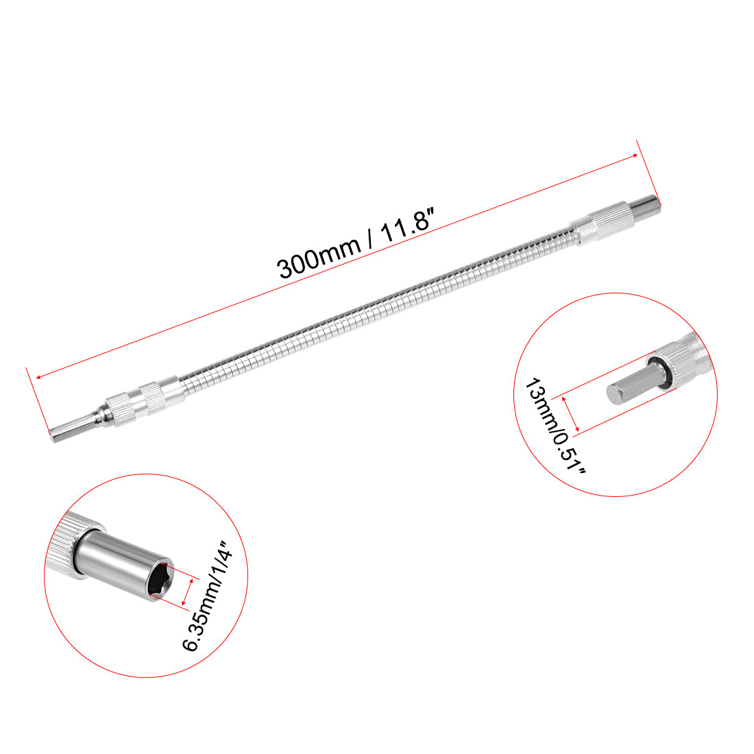 Harfington Flexible Extension Screwdriver Bit Holder, Magnetic Extention Hex Shaft Screw Drill Connection Tip ,11.8-inch Flex Shaft,1/4''-Hexagon Drill 2pcs