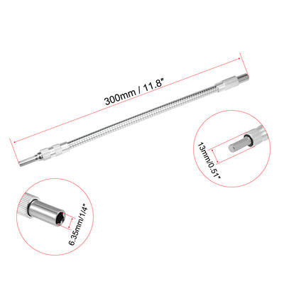 Harfington Flexible Extension Screwdriver Bit Holder, Magnetic Extention Hex Shaft Screw Drill Connection Tip ,11.8-inch Flex Shaft,1/4''-Hexagon Drill 2pcs