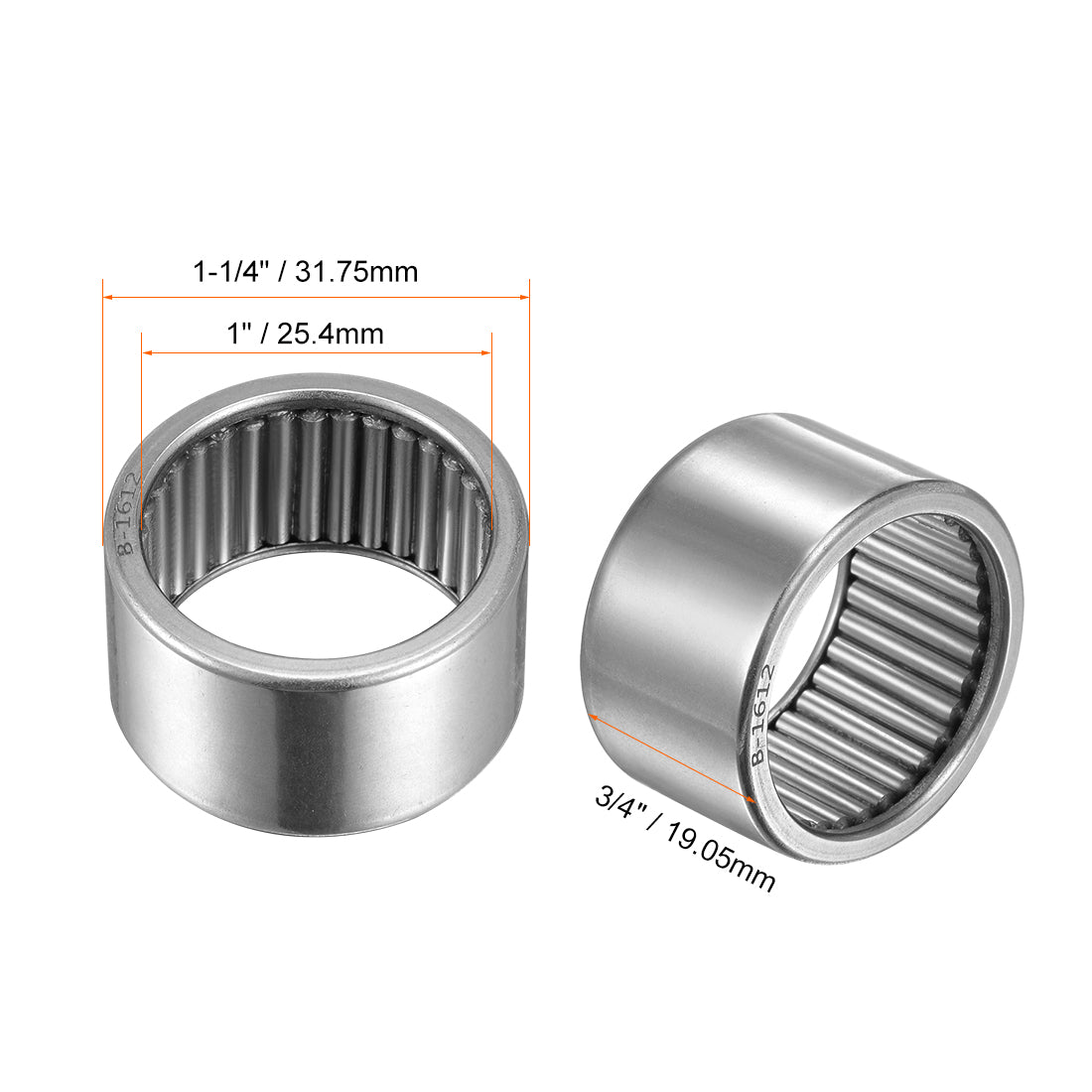 Harfington Needle Roller Bearings Open End Full Complement Steel Drawn Cup