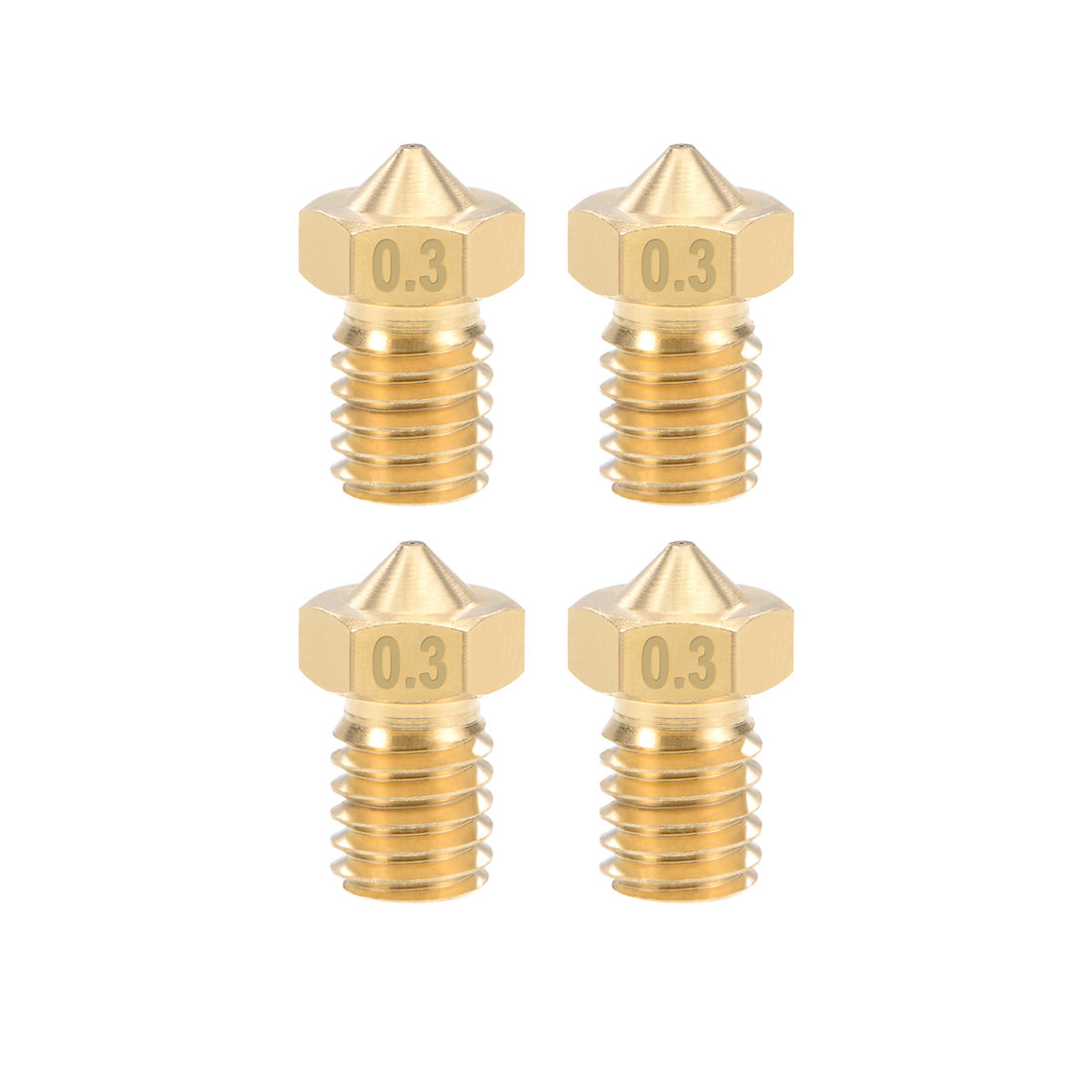 Harfington 0.3mm 3D Printer Nozzle Head M6 for V5 V6 3mm Extruder Print, Brass 4pcs