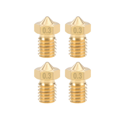 Harfington 0.3mm 3D Printer Nozzle Head M6 for V5 V6 3mm Extruder Print, Brass 4pcs