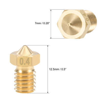 Harfington 0.4mm 3D Printer Nozzle Head M6 for V5 V6 3mm Extruder Print, Brass 4pcs