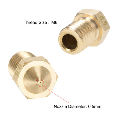 Harfington 0.5mm 3D Printer Nozzle Head M6 Thread Replacement for V5 V6 3mm Extruder Print, Brass 4pcs