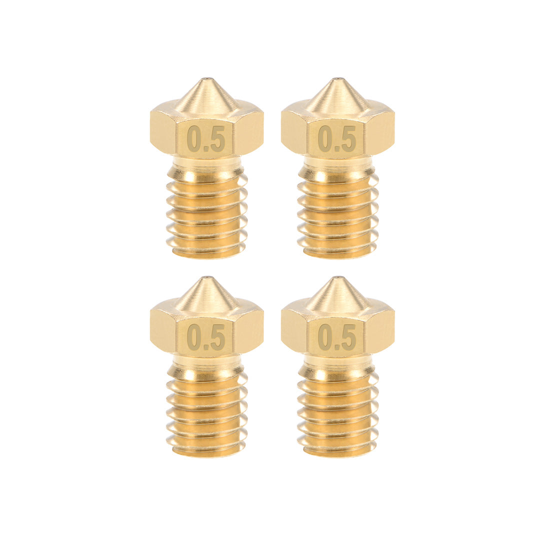 Harfington 0.5mm 3D Printer Nozzle Head M6 Thread Replacement for V5 V6 3mm Extruder Print, Brass 4pcs