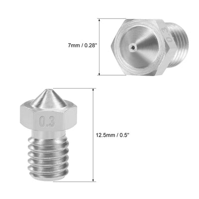 Harfington 0.3mm 3D Printer Nozzle Head M6 for V5 V6 1.75mm Extruder Print 2pcs