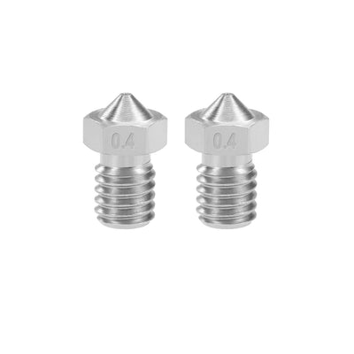 Harfington 0.4mm 3D Printer Nozzle Head M6 Thread Replacement for V5 V6 1.75mm Extruder Print, Stainless Steel 2pcs