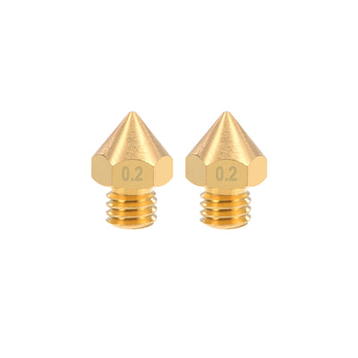 Harfington 0.2mm 3D Printer Nozzle Head M6 for MK8 1.75mm Extruder Print, Brass 2pcs