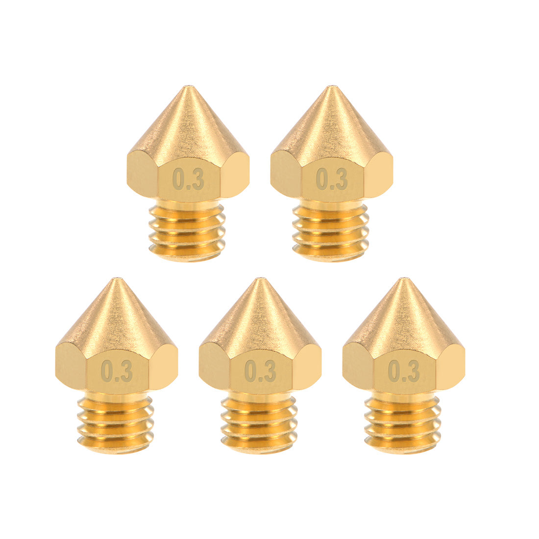 Harfington 0.3mm 3D Printer Nozzles Head M6 for MK8 1.75mm Extruder Print, Brass 5pcs
