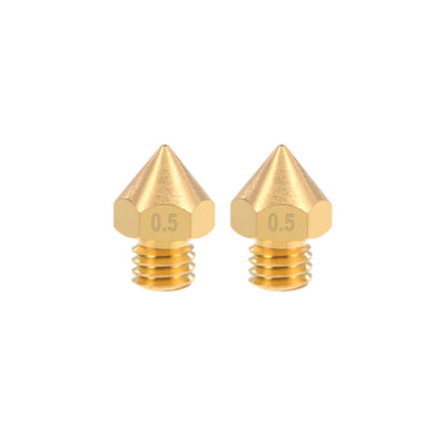 Harfington 0.5mm 3D Printer Nozzles Head M6 for MK8 1.75mm Extruder Print, Brass 2pcs