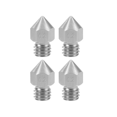 Harfington 0.2mm 3D Printer Nozzle Head M6 for MK8 1.75mm, Stainless Steel 4pcs