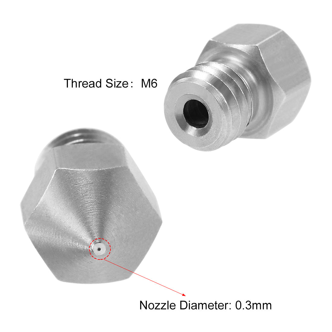 Harfington 3D Printer Nozzles Head Thread Replacement for MK8 1.75mm Extruder Print