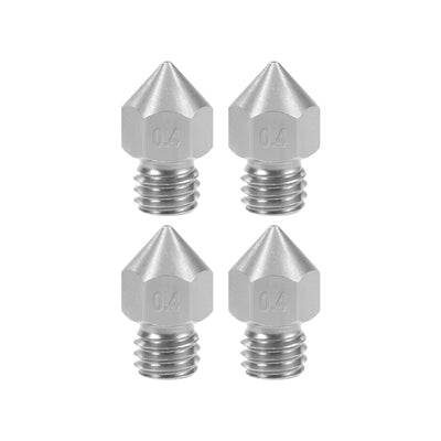 Harfington 0.4mm 3D Printer Nozzle Head M6 for MK8 1.75mm, Stainless Steel 4pcs