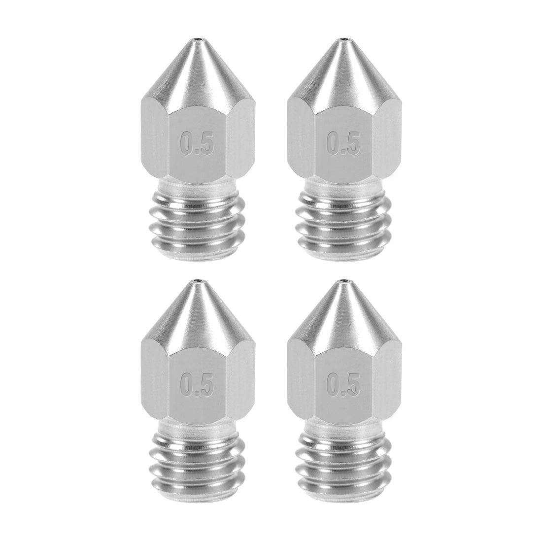 Harfington 0.5mm 3D Printer Nozzles Head M6 for MK8 1.75mm, Stainless Steel 4pcs