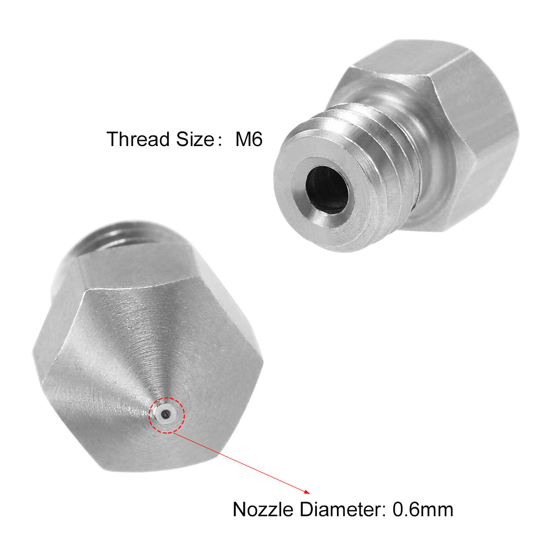 Harfington 3D Printer Nozzles Head Thread Replacement for MK8 1.75mm Extruder Print