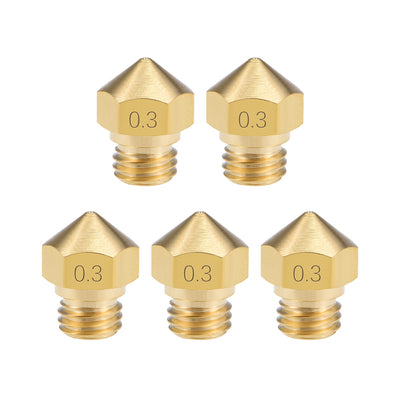 Harfington 0.3mm 3D Printer Nozzle Head M7 for MK10 Extruder Print, Brass 5pcs