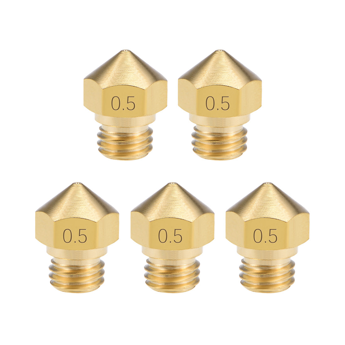 Harfington 0.5mm 3D Printer Nozzle Head M7 for MK10 1.75mm Extruder Print, Brass 5pcs