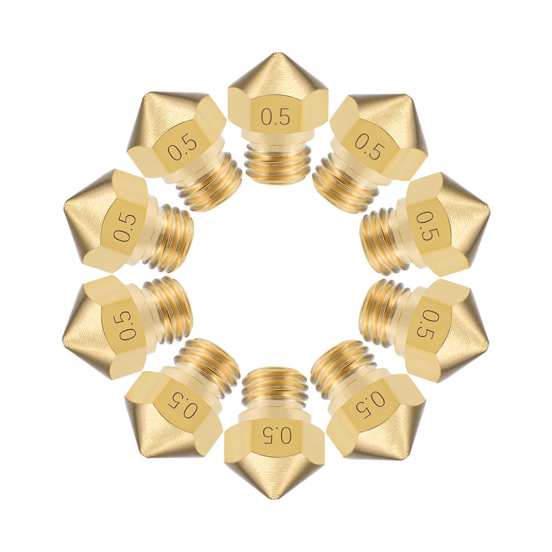 Harfington 0.5mm 3D Printer Nozzle Head M7 for MK10 1.75mm Extruder Print, Brass 10pcs