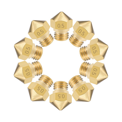 Harfington 0.5mm 3D Printer Nozzle Head M7 for MK10 1.75mm Extruder Print, Brass 10pcs