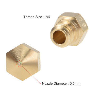Harfington 0.6mm 3D Printer Nozzle Head M7 for MK10 1.75mm Extruder Print, Brass 10pcs
