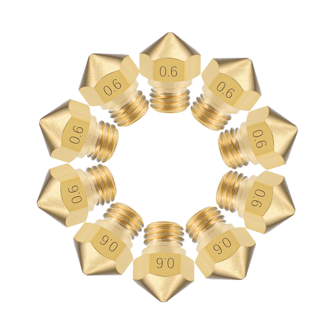 Harfington 0.6mm 3D Printer Nozzle Head M7 for MK10 1.75mm Extruder Print, Brass 10pcs