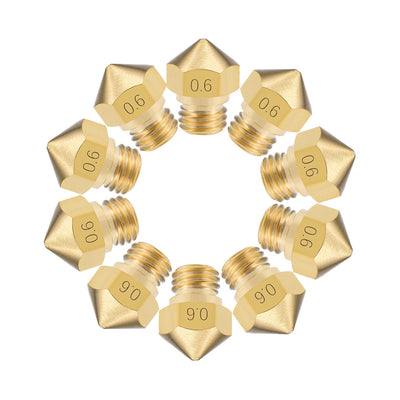Harfington 0.6mm 3D Printer Nozzle Head M7 for MK10 1.75mm Extruder Print, Brass 10pcs