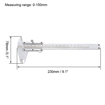 Harfington Vernier Caliper 0-150mm Range Stainless Steel Measuring Tool for Precision Measurements Outside Inside Depth