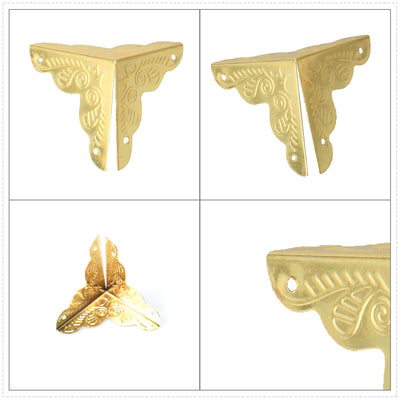Harfington 16pcs Box Corner Protectors Vintage Gold Tone Triangle Frame Box Protectors