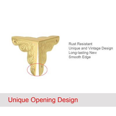 Harfington 16pcs Box Corner Protectors Vintage Gold Tone Triangle Frame Box Protectors