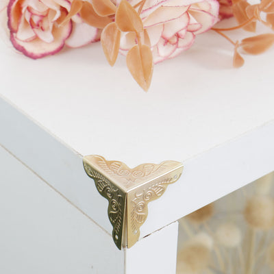Harfington 16pcs Box Corner Protectors Vintage Gold Tone Triangle Frame Box Protectors