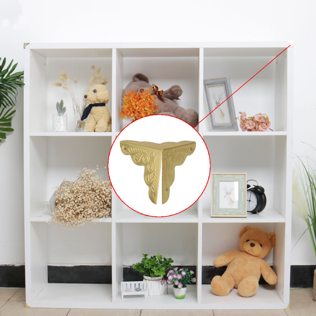 Harfington 16pcs Box Corner Protectors Vintage Gold Tone Triangle Frame Box Protectors