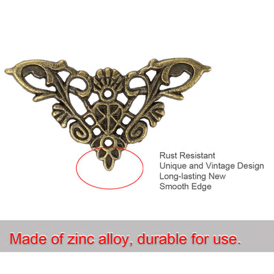 Harfington 16pcs Box Corners Protectors Vintage Bronze Tone Edge Covers Box Corners Decor