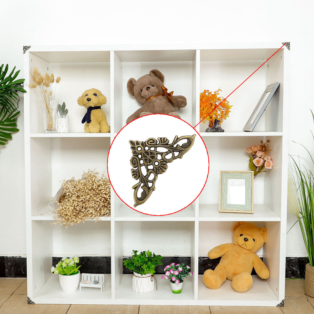 Harfington 16pcs Box Corners Protectors Vintage Bronze Tone Edge Covers Box Corners Decor