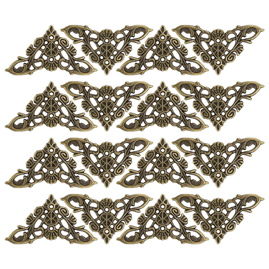 Harfington 16pcs Box Corners Protectors Vintage Bronze Tone Edge Covers Box Corners Decor