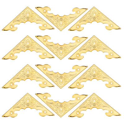 Harfington 12pcs Box Corner Protectors Vintage Gold Tone Triangle Edge Covers Protector