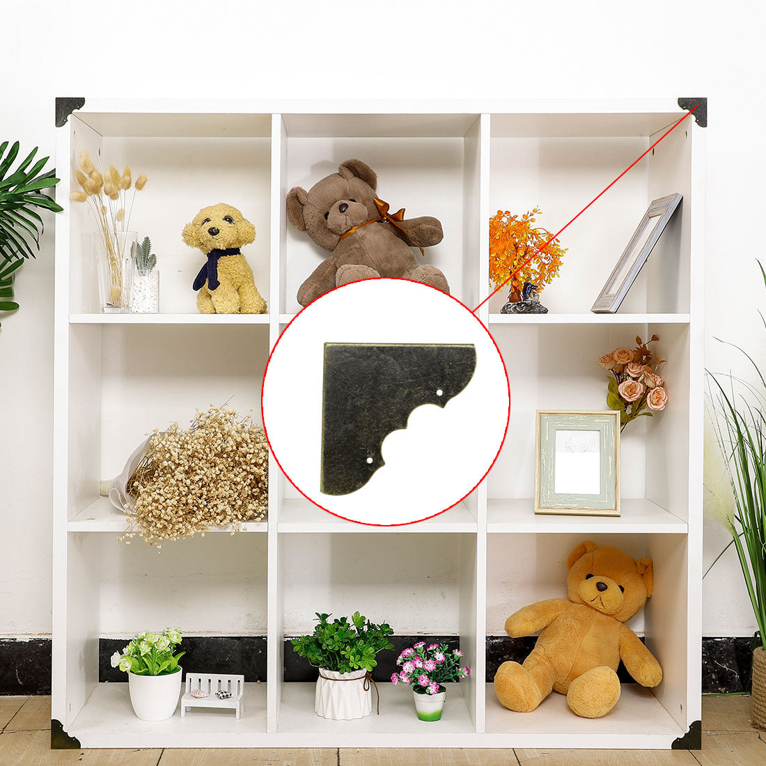 Harfington 16pcs Box Corners Protectors Bronze Tone Triangle Frame Box Furniture Protector