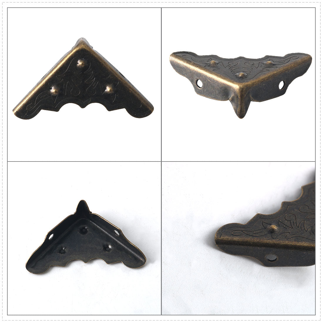 Harfington 16pcs Box Corner Protector Bronze Tone Triangle Frame Box Furniture Protectors