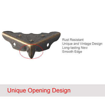 Harfington 16pcs Box Corner Protector Bronze Tone Triangle Frame Box Furniture Protectors